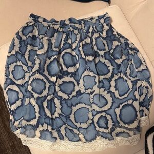 Dior Blue and White Patterned A-Line Skirt